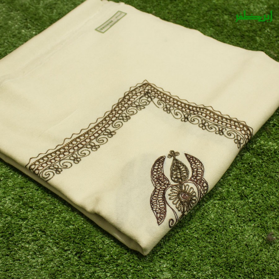 White Yemeni (Pashmina) Aari Work Rumal / Ghutra / Shemagh Embroidered